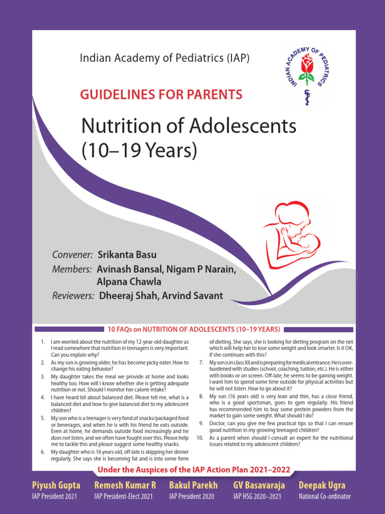 Adolescent Nutrition Guidelines for Parents | PDF | Human Nutrition ...
