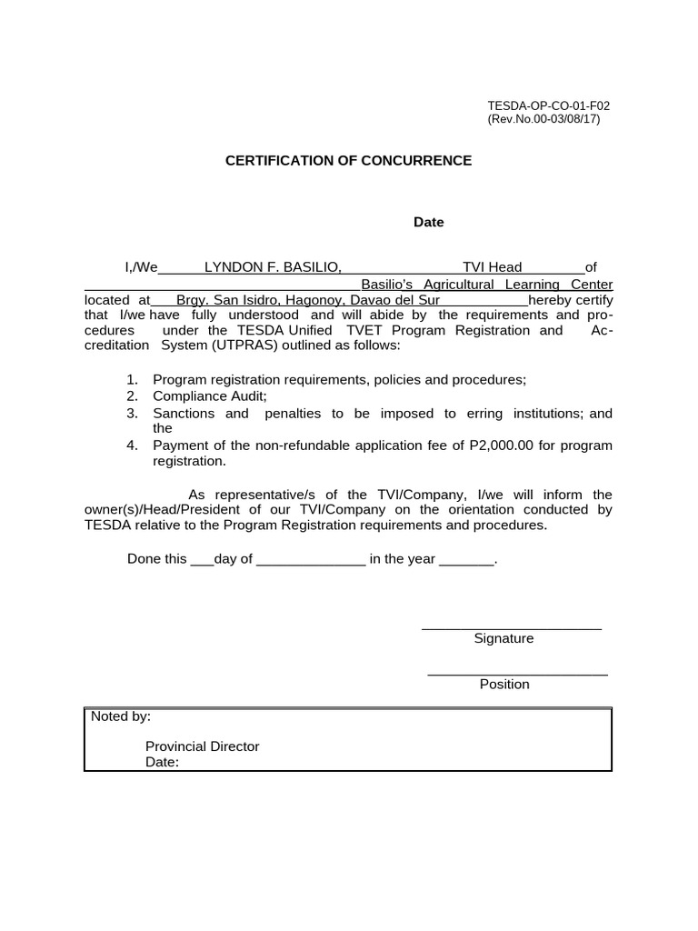 TESDA Program Registration Guide | PDF | Articles Of Association | Business