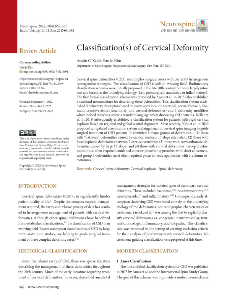 Cervical Deformity Classification Review | PDF | Vertebral Column ...