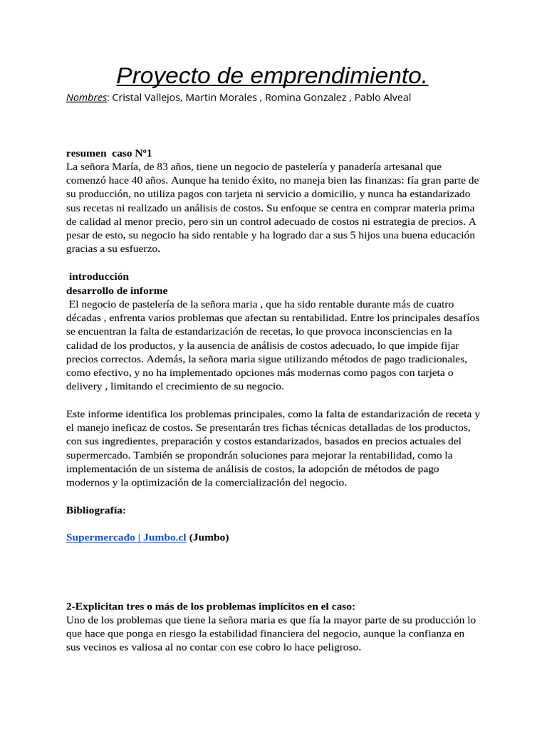 Proyecto de Emprendimiento | PDF | Iniciativa empresarial | Economias