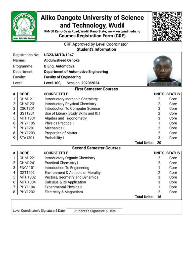 Kustwudil - Edu.ng Coursereg Print 6907 | PDF | Geometry | Physics