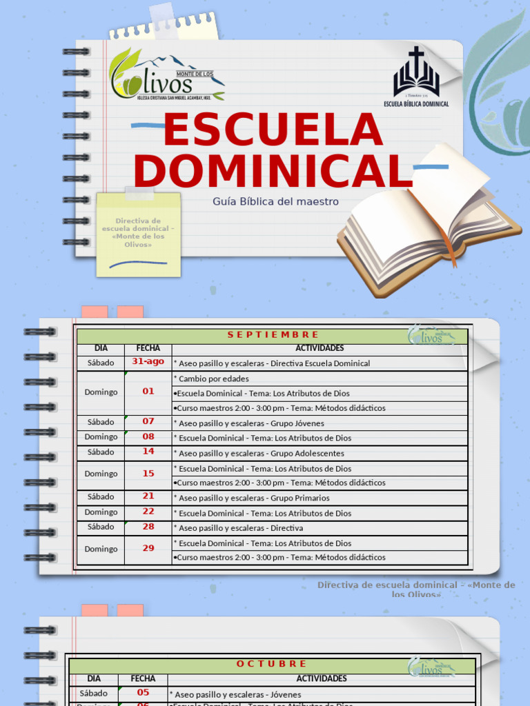 Plan de Trabajo Escuela Dominical | PDF | Pecado | Dios