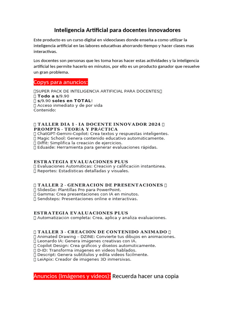 Curso de IA para Docentes Innovadores | PDF | Inteligencia artificial ...