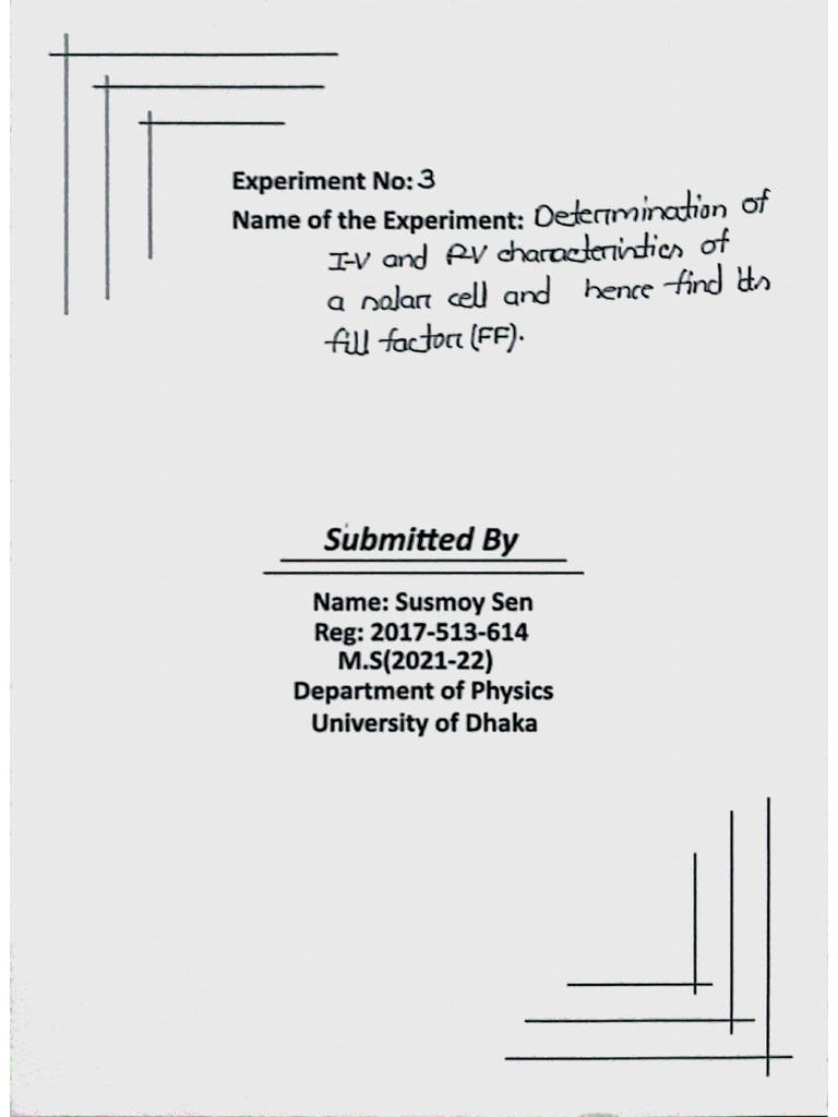 Exp 03 (Solar Cell) | PDF
