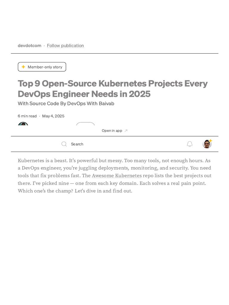 Top 9 Kubernetes Projects for DevOps | PDF | Computer Science | Computing