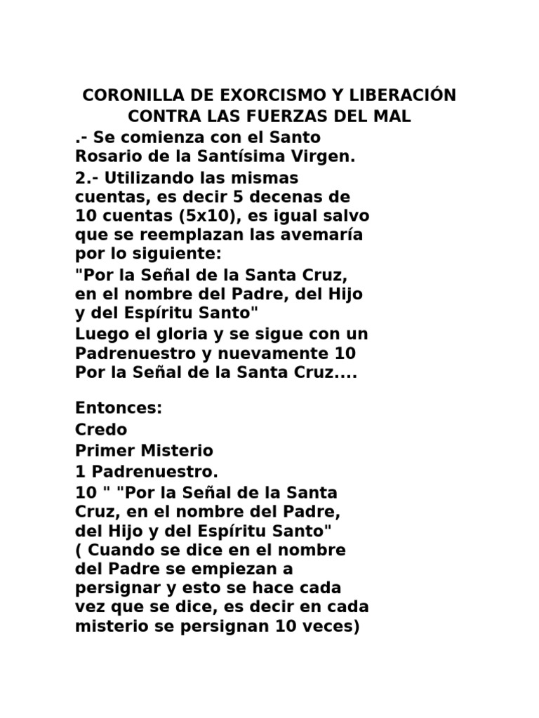 Coronilla de Exorcismo y Liberación | PDF | Oración | Cristo (título)