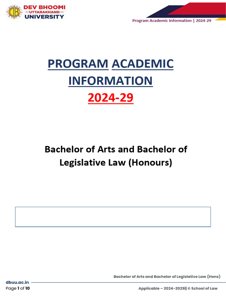BA & Legislative Law (Hons) Overview 2024-29 | PDF | Bachelor's Degree ...