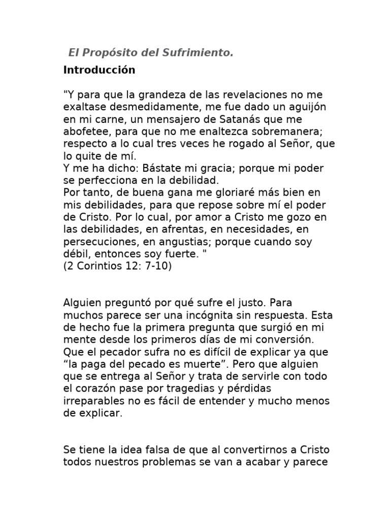 El Propósito del Sufrimiento en la Fe | PDF | Sufrimiento | Dios