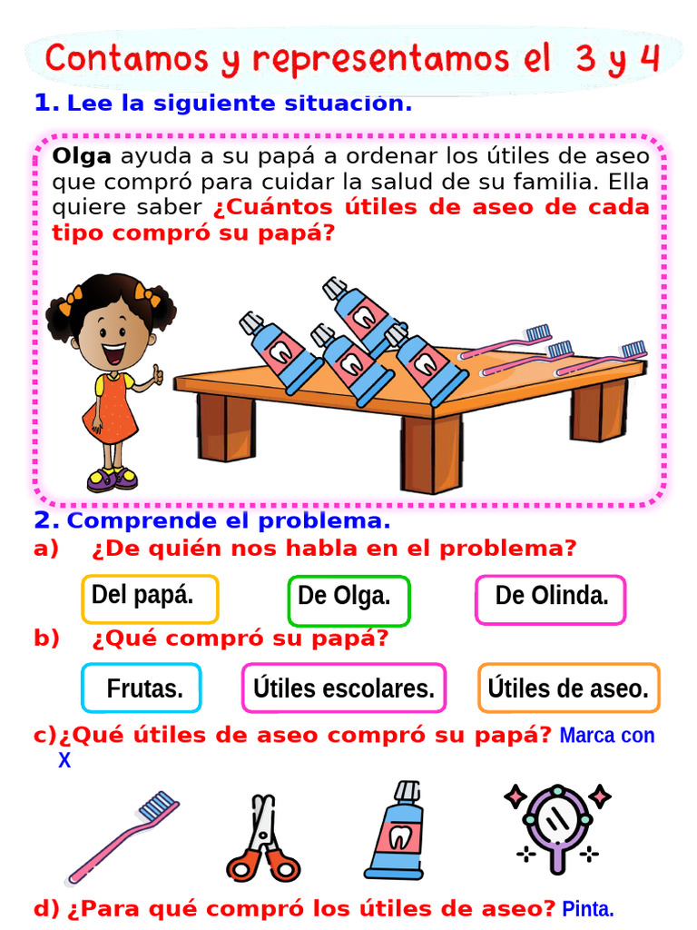 Ficha Contamos y Representamos 3 y 4 Maestra Janet | PDF