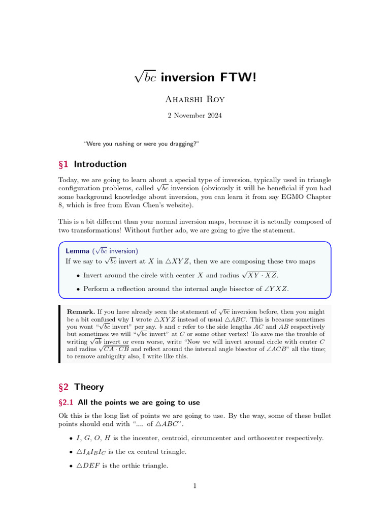 Understanding √bc Inversion in Geometry | PDF | Triangle | Circle