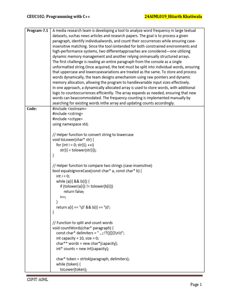 C++ Word Frequency Analysis Tool | PDF | Pointer (Computer Programming ...