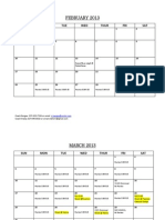2013 Practice Calendar