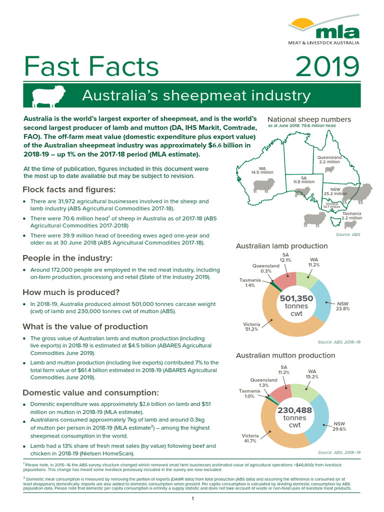 Mla Sheep Fast Facts 2019 1 | PDF | Sheep | Lamb And Mutton