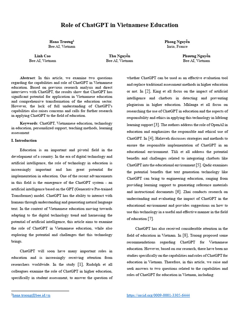 ChatGPT's Impact on Vietnamese Education | PDF | Educational Assessment ...