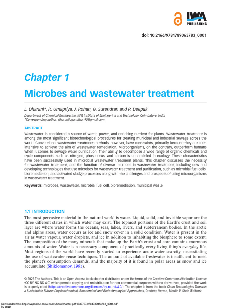 Microbial Innovations in Wastewater Treatment | PDF | Sewage Treatment ...