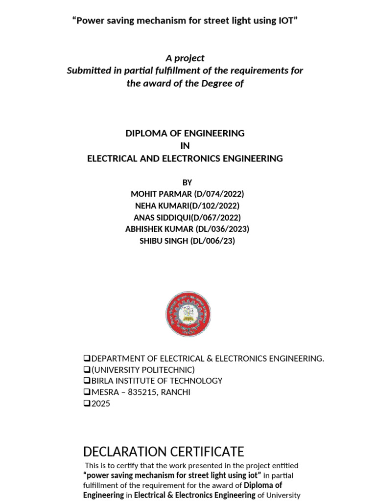 IoT-Based Energy Efficient Street Lighting | PDF | Internet Of Things ...