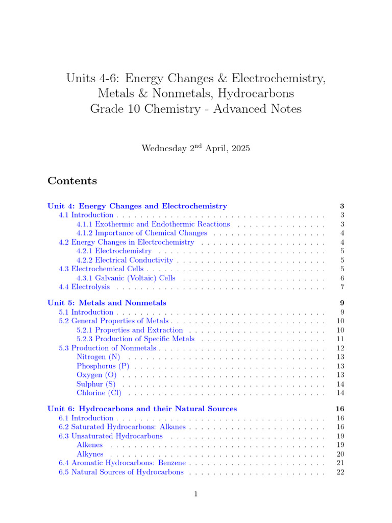 Grade 10 Chemistry: Energy & Electrochemistry | PDF | Alkene | Electrode
