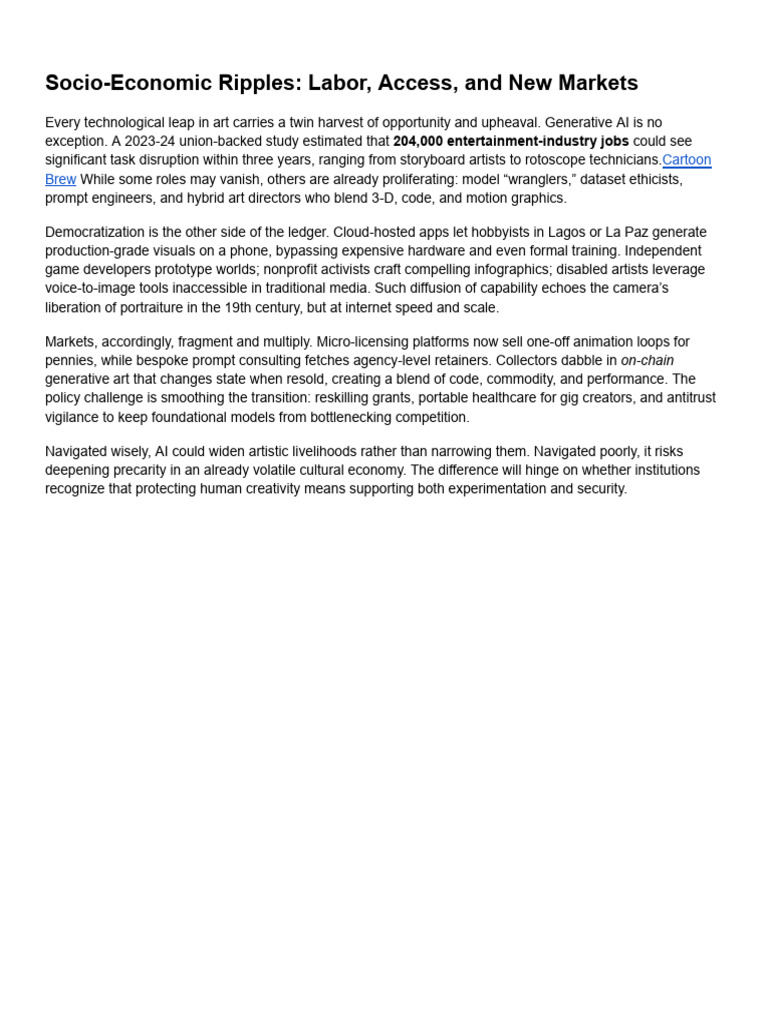 Essay - Socio-Economic Ripples - Labor, Access, and New Markets | PDF