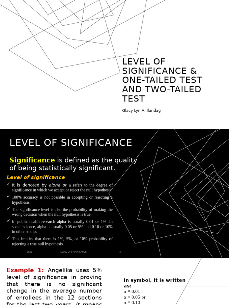 Level of Significance One Tailed Test and Two Tailed | PDF ...