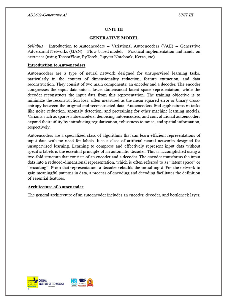 Generative AI: Autoencoders Overview | PDF | Machine Learning ...