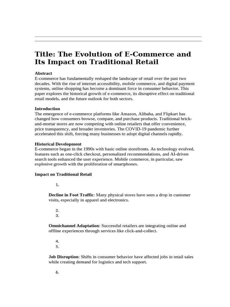 E-Commerce's Impact on Retail Evolution | PDF