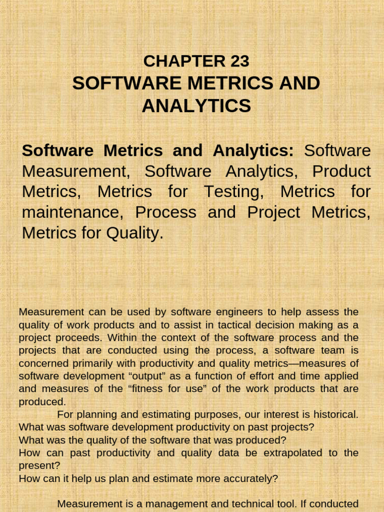 Software Metrics and Analytics Overview | PDF | Performance Indicator ...
