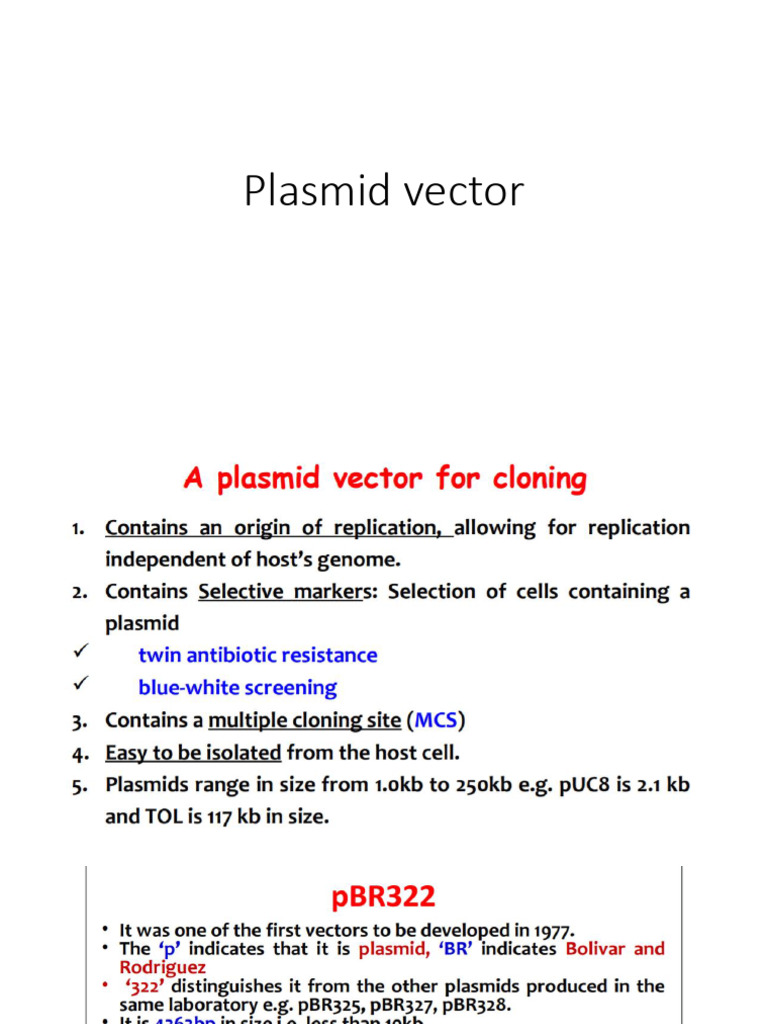 plasmid vectors | PDF
