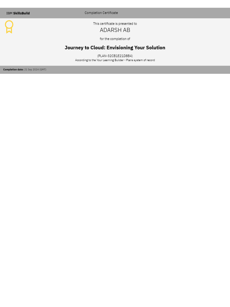Completion Certificate for Cloud Journey | PDF