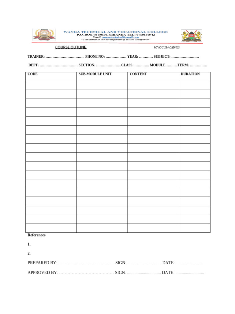 Course Outline Template | PDF