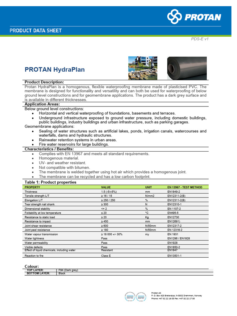 Protan HydraPlan Waterproofing Membrane | PDF | Membrane | Earth Sciences