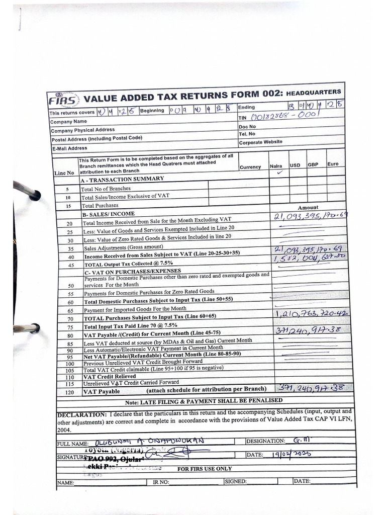 FIRS Remittance Reciepts | PDF
