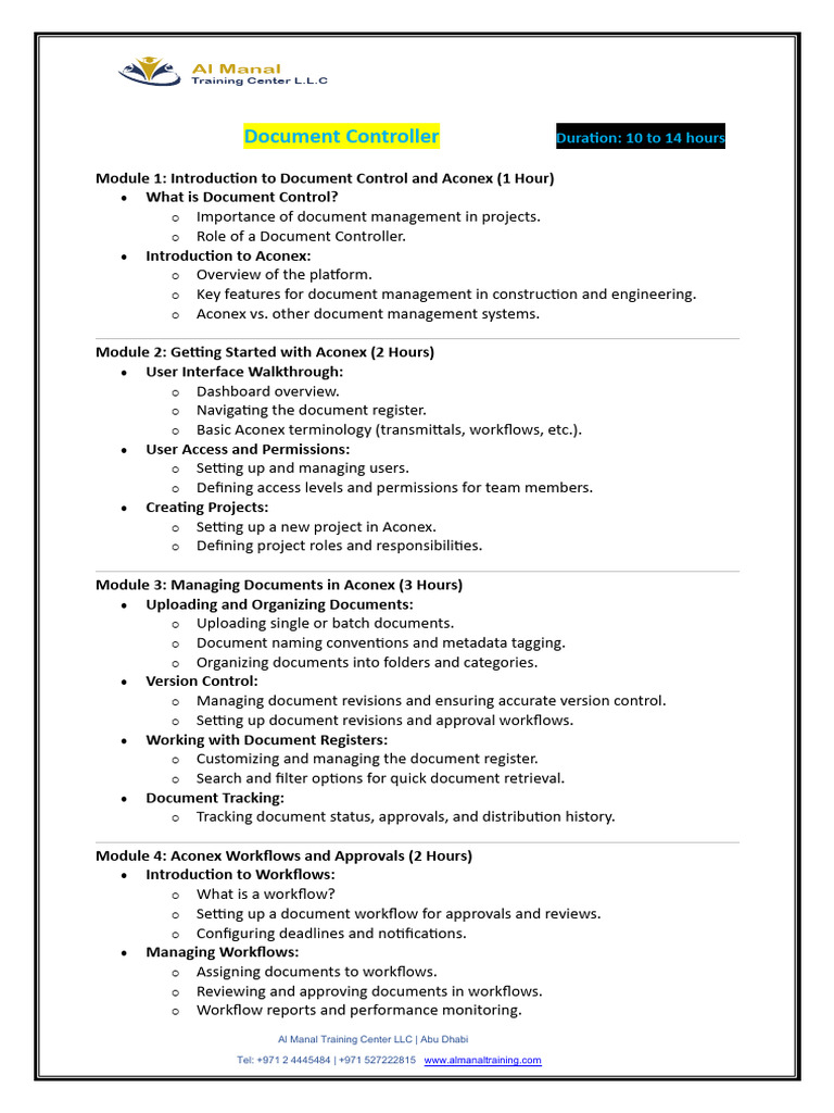 Aconex Document Control Training Course | PDF