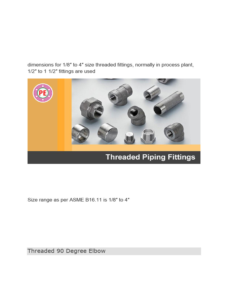 Threaded Fittings Overview and Standards | PDF | Pipe (Fluid Conveyance ...