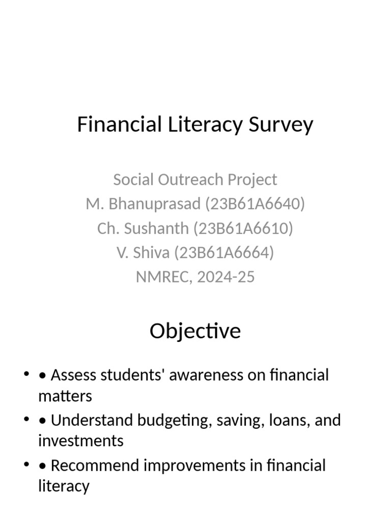 Financial Literacy Survey Presentation | PDF