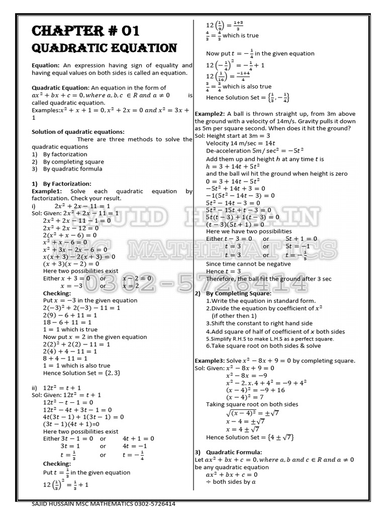 Solving Quadratic Equations Methods | PDF | Quadratic Equation | Equations