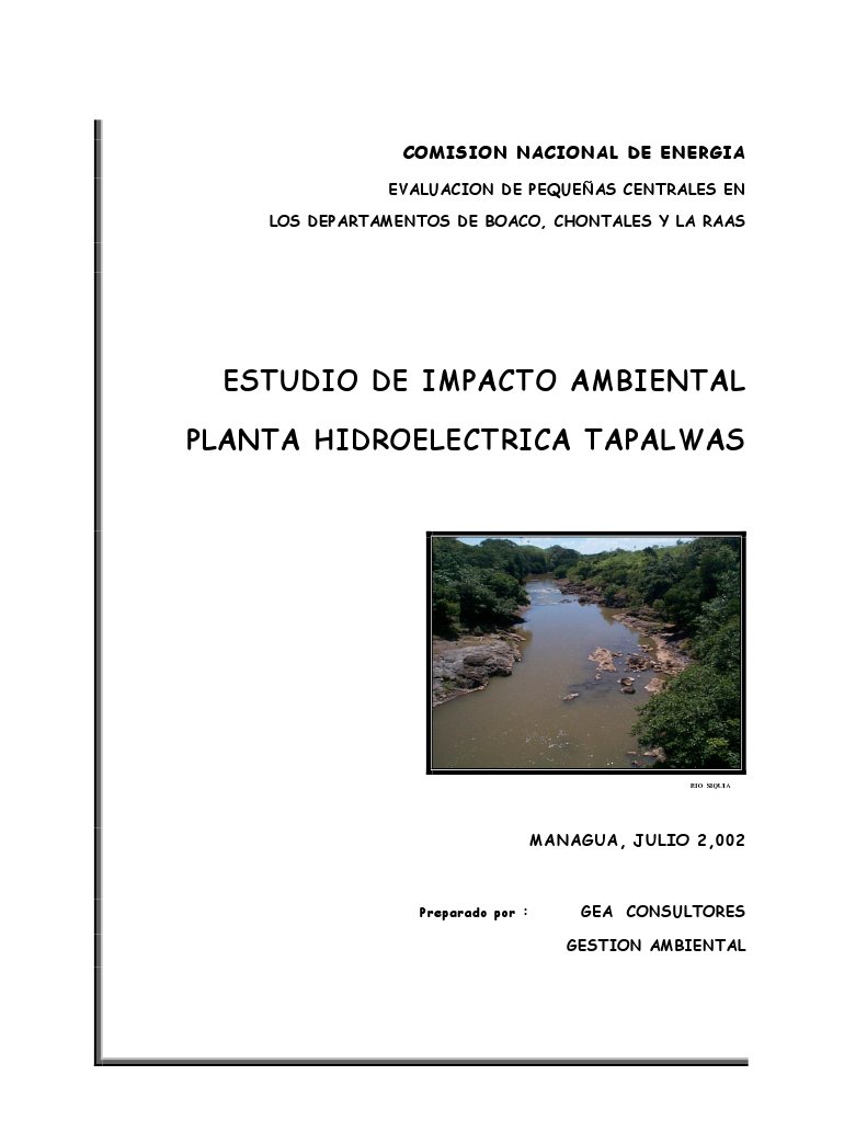 EIA. Hidroelectrica Tapalwas | PDF | Evaluación de impacto ambiental ...