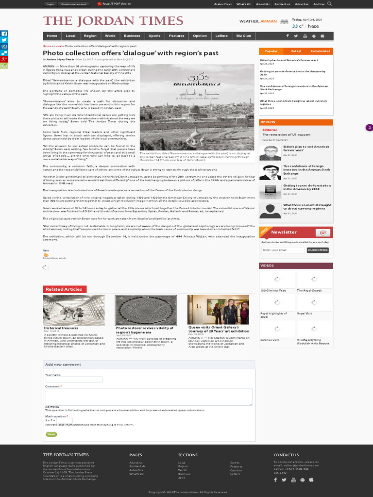 Photo Collection Offers Dialogue' With Region's Past - Jordan Times ...