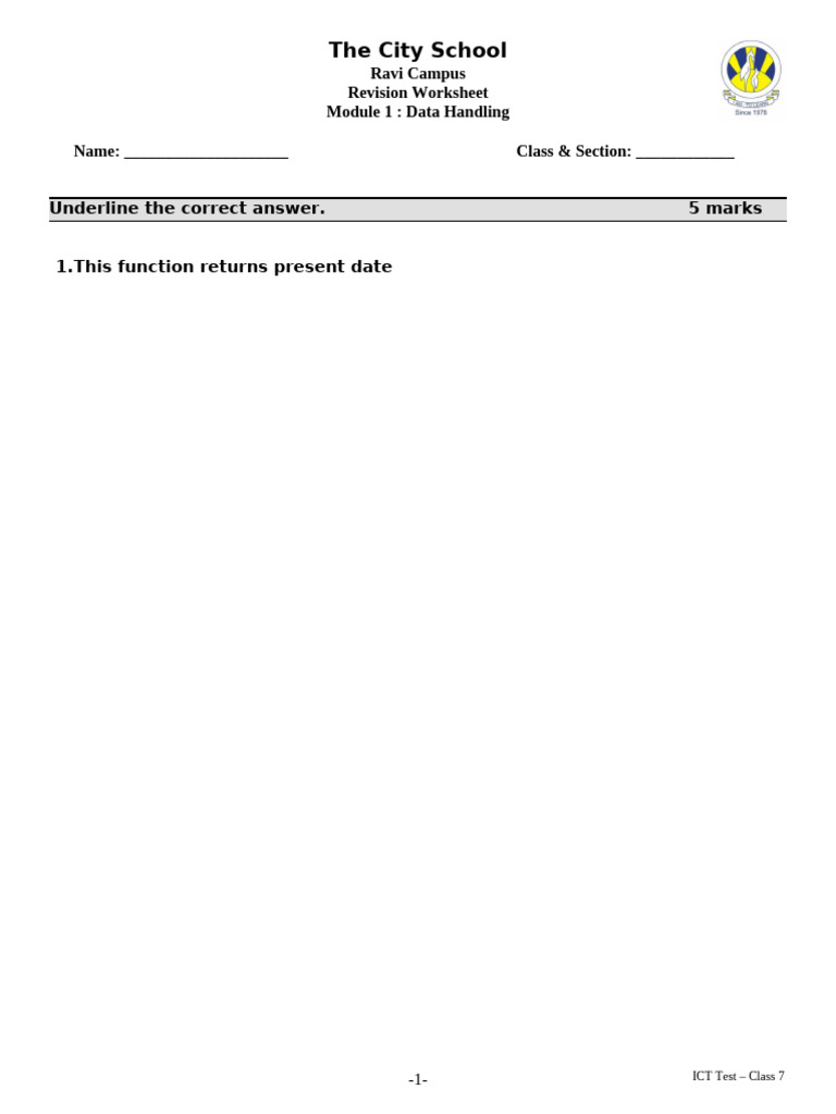 Class 7 Data Handling Revision Worksheet | PDF | Computer Programming