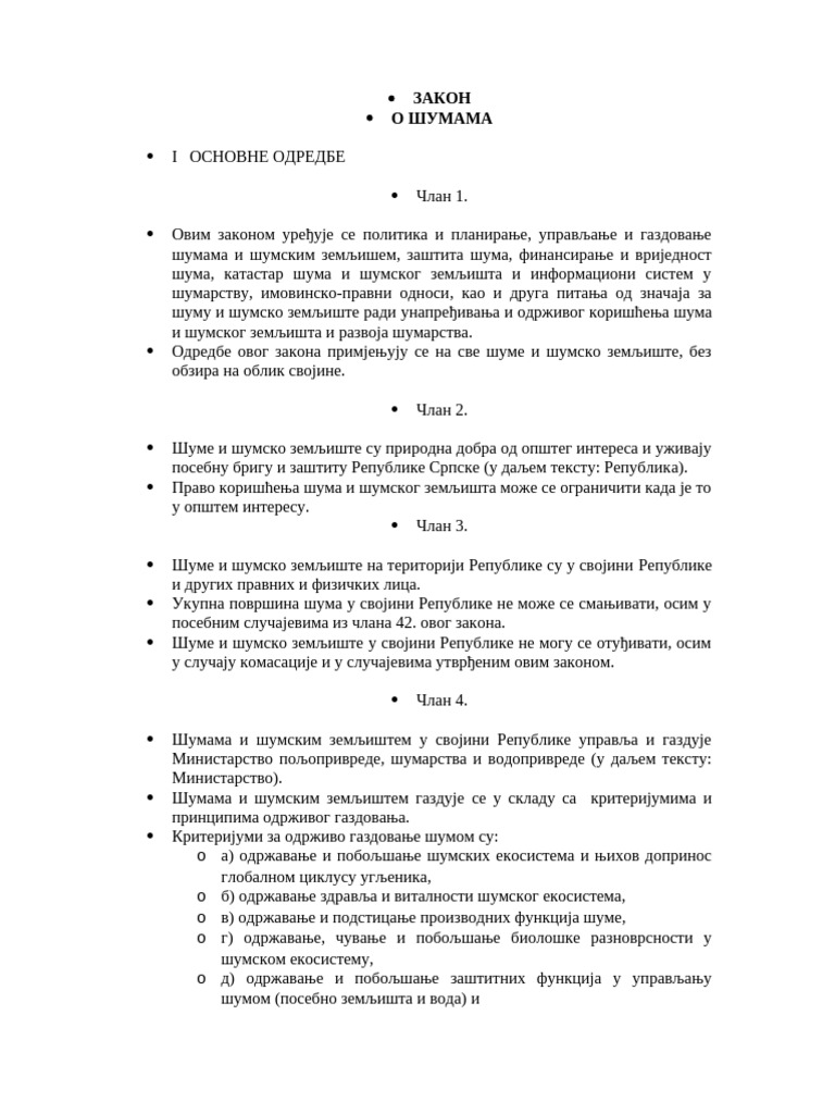 Zakon o Sumama 17 10 09 | PDF