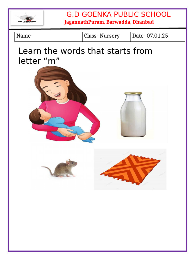 NURSERY - English - Worksheet | PDF