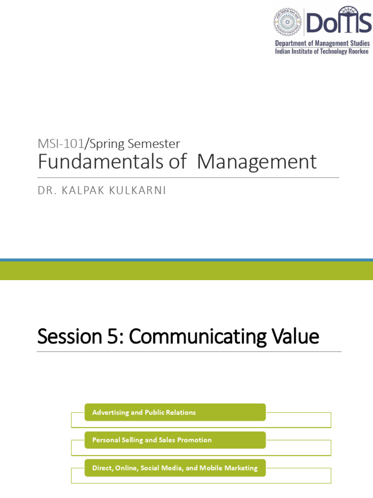 MSI 101 - Session 5 - Promotion | PDF | Sales | Marketing Communications