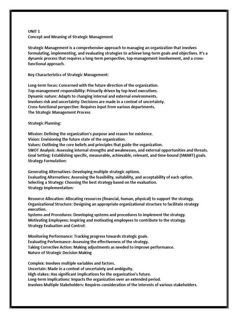 Understanding Strategic Management Concepts | PDF | Strategic ...