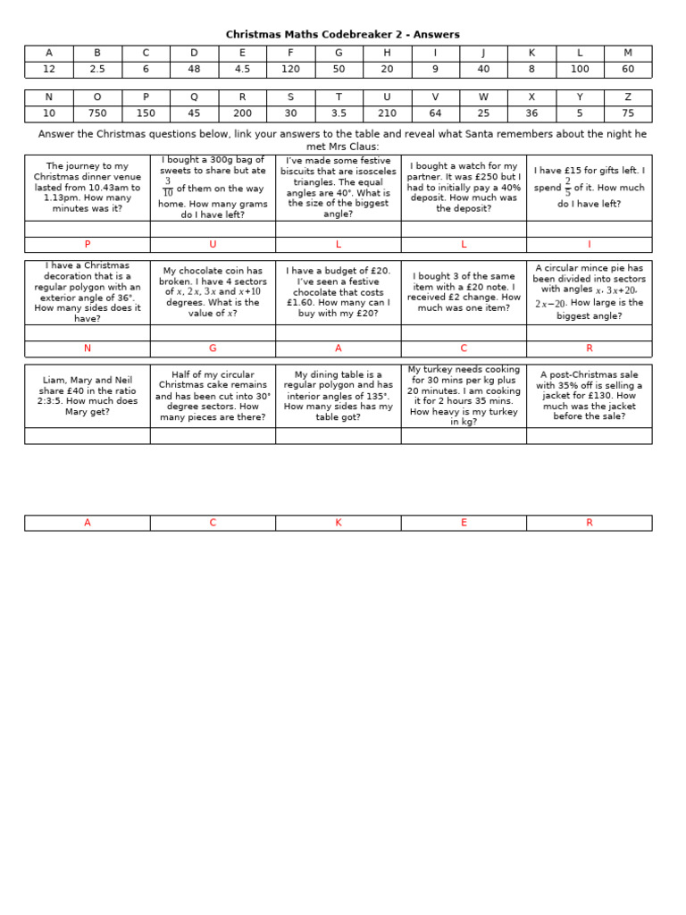 Christmas maths codebreaker 2 answers pdf elementary geometry
