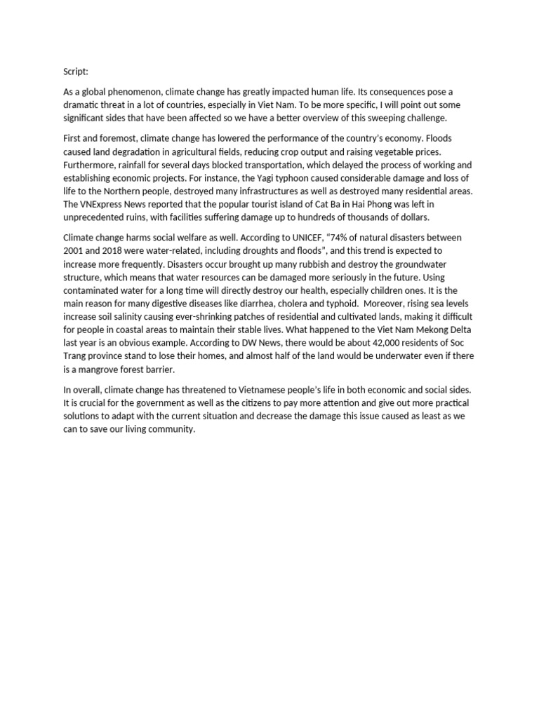 (Lis-Spe B1) Climate Change in Vietnam | PDF