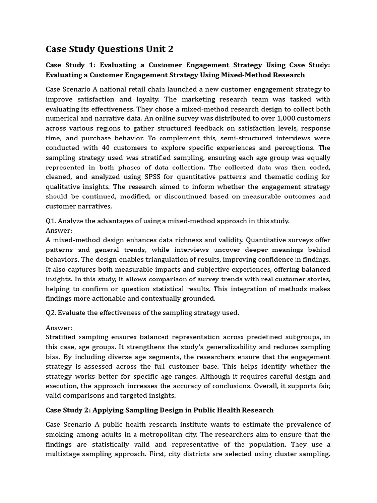 Case Studies on Research Methodologies | PDF | Sampling (Statistics ...