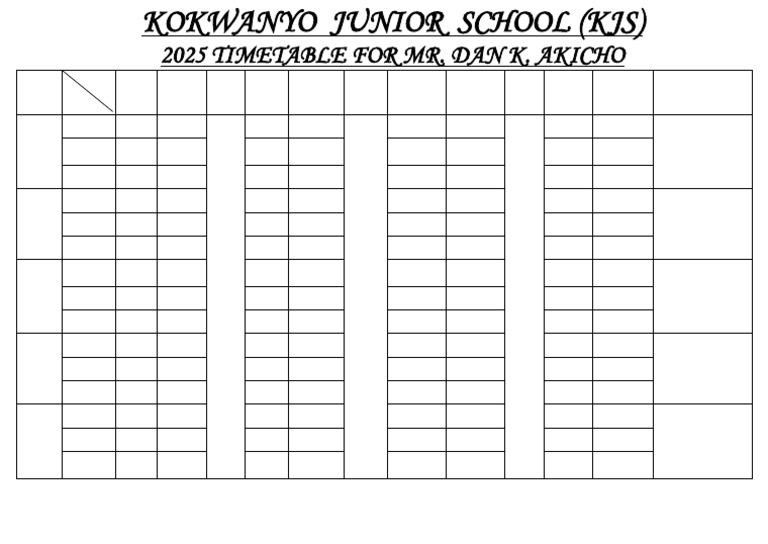 KJS 2025 Timetable for Mr. Akicho | PDF