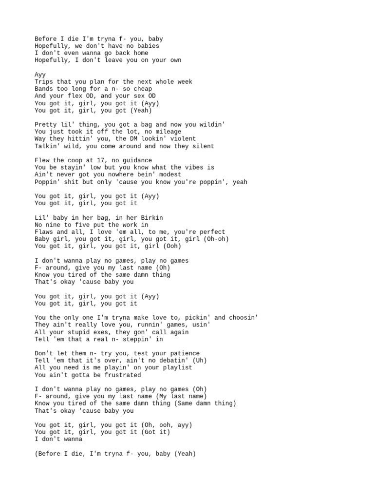 Ain't Gon' Beg You Lyrics Analysis | PDF