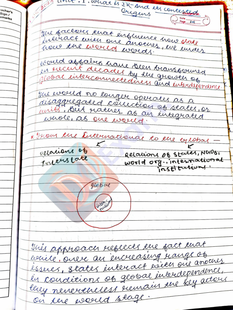 International Relation Complete Handwritten Notes Du DuExam | PDF
