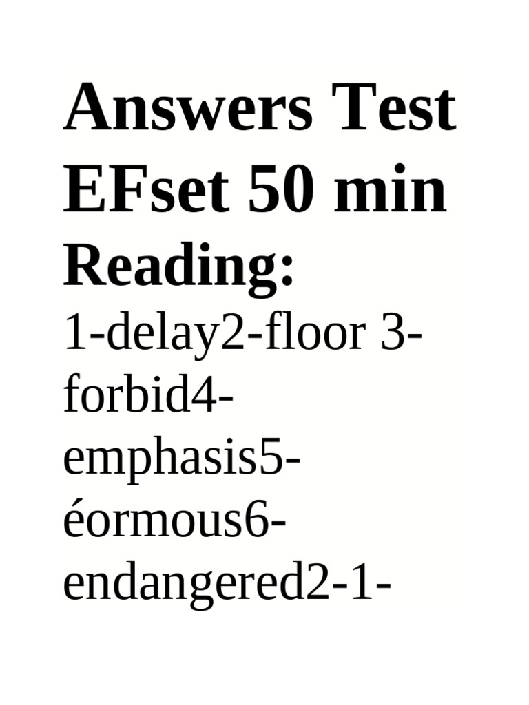 Test de lecture EFset 50 minutes | PDF