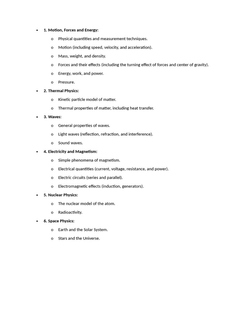 Physics Core Topics | PDF